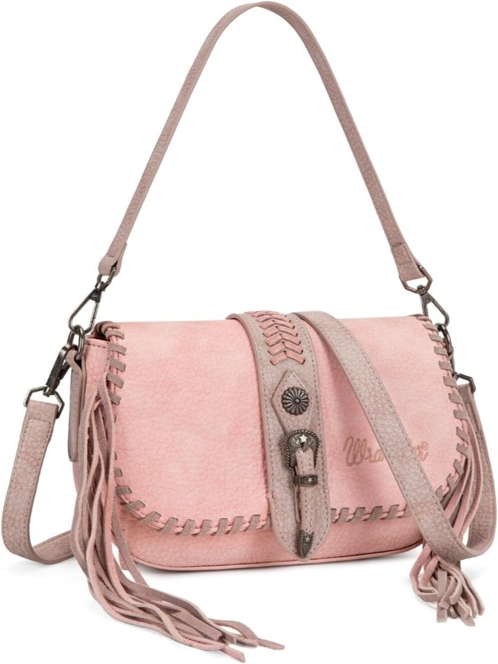 Wrangler Western Shoulder Bag for Women, Flap Crossbody Purse with Whipstitch De